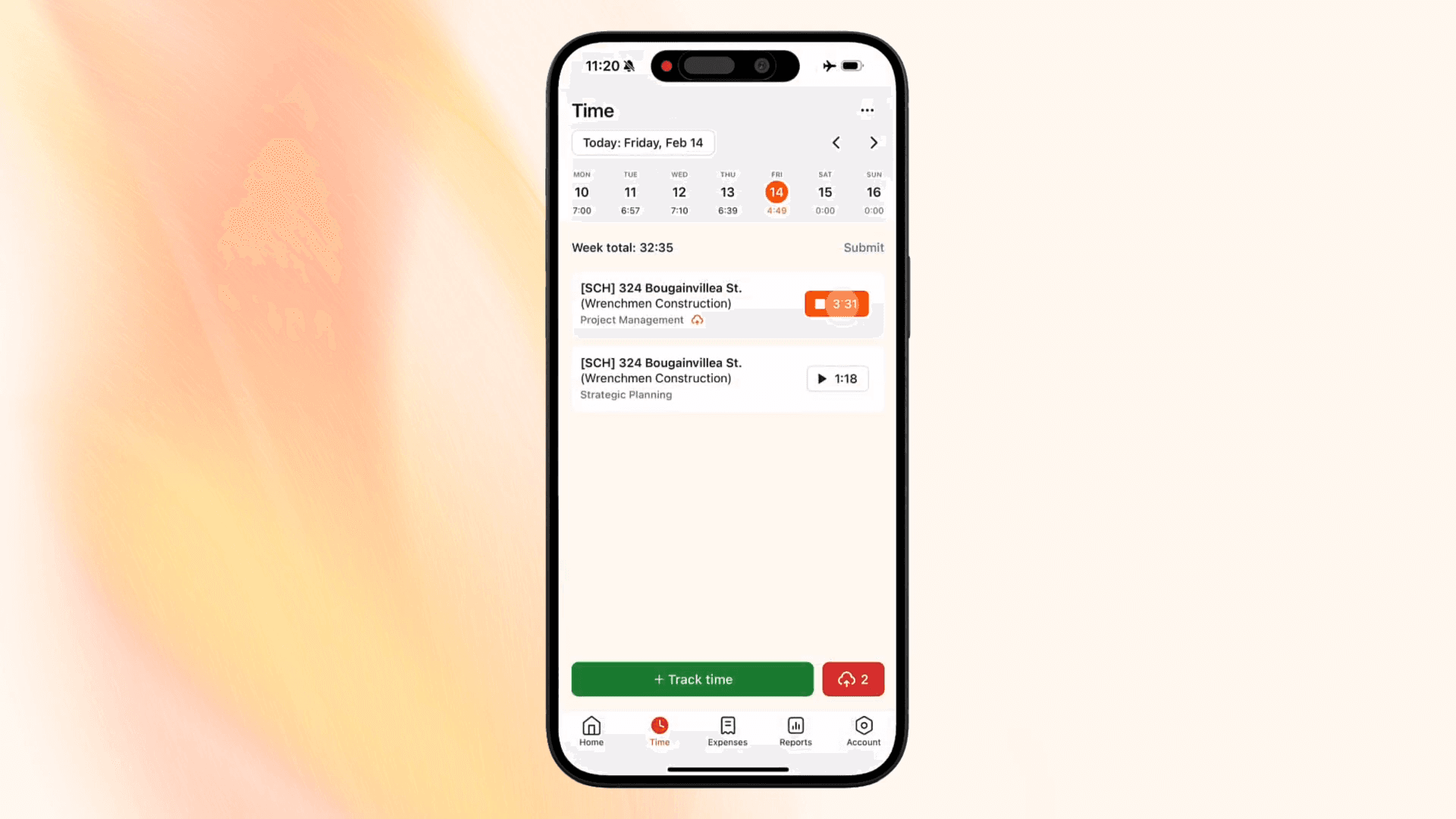Harvest mobile app with timer, expenses, and entry capture