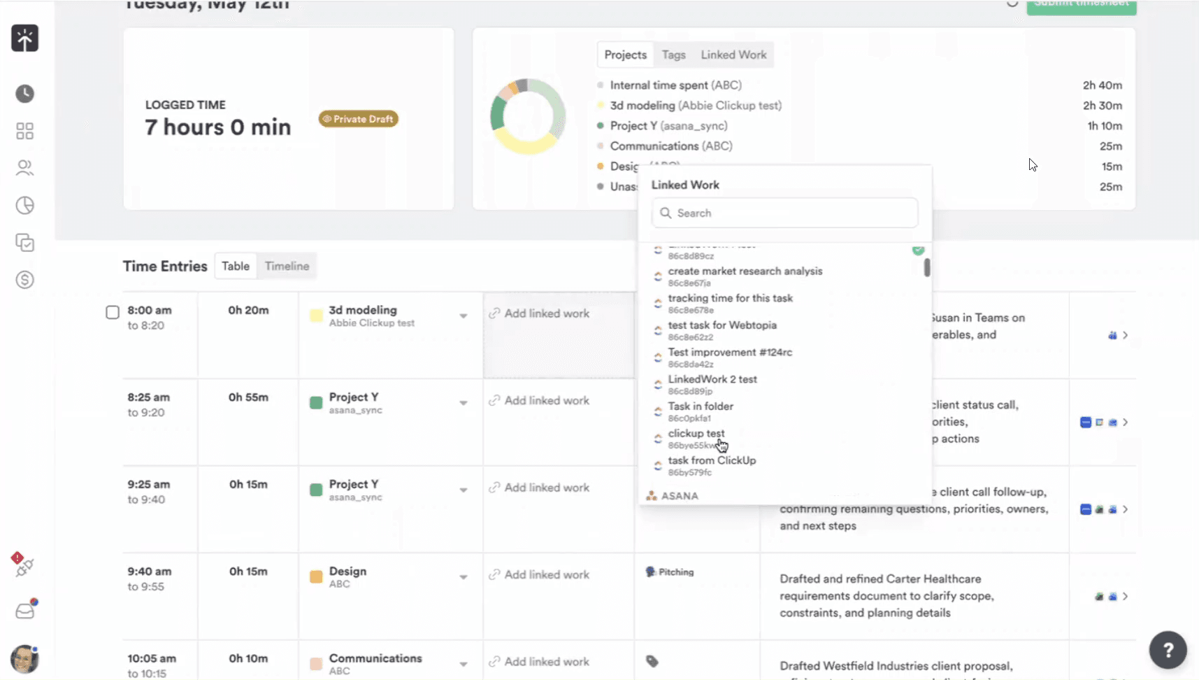 Timely hours view with AI Memory Tracker timeline